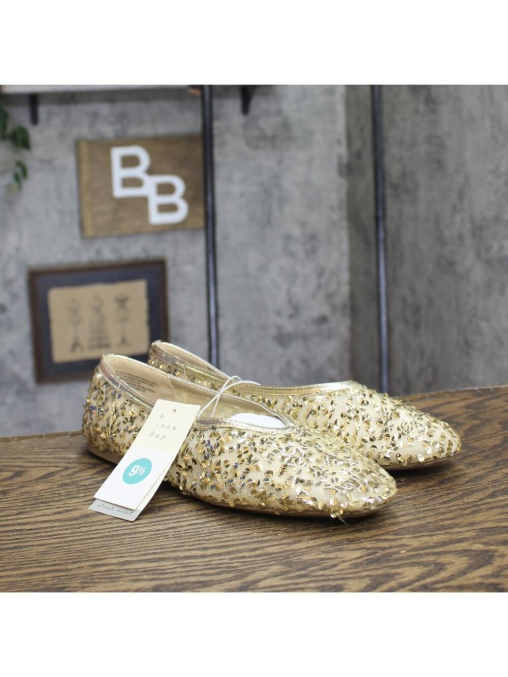 A New Day Sammie Shoes Ballet Flats 94685490 Gold Yellow 9.5M